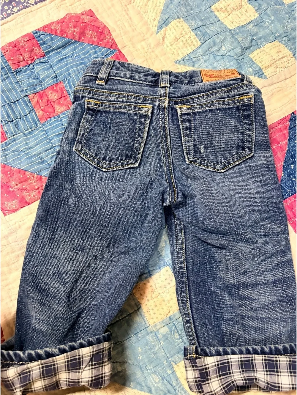 Vintage Gap Kids Plaid Cotton Lined Jeans Y2K